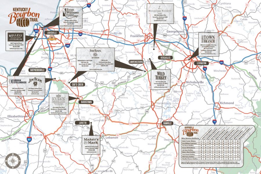 Kentucky Bourbon Trail & Kentucky Bourbon Trail Craft Tour Map