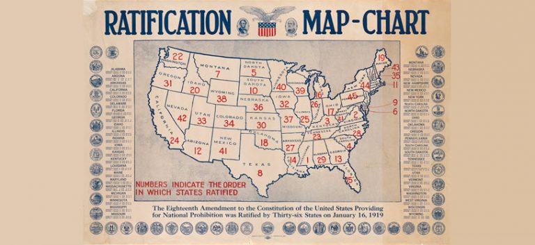 Prohibition - Ratification Map-Chart, The 18th Amendment To The ...