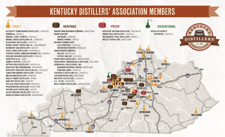 Kentucky Distillers Association 2018 Members Map Distillery Trail