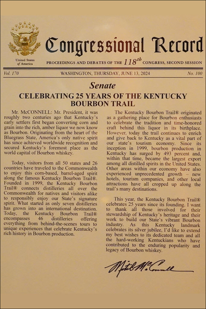 Congressional Record - Senate Celebrating 25 Years of the Kentucky Bourbon Trail