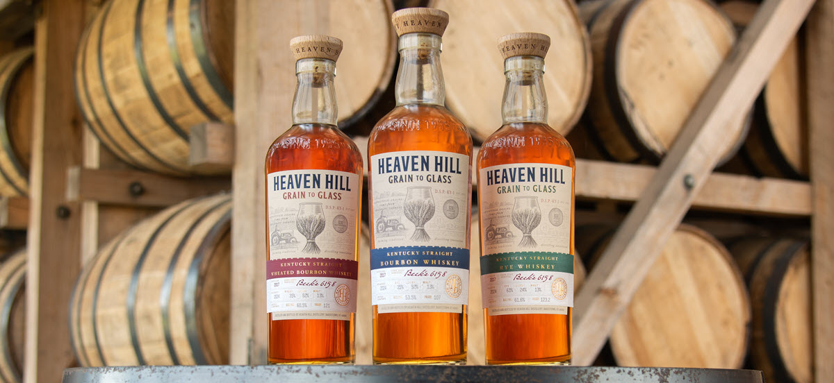 Heaven Hill Distillery - Grain to Glass Bourbon, Wheated Bourbon and Rye Whiskey Bottles