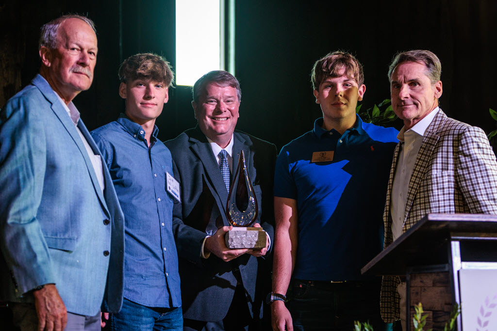 Kentucky Bourbon Hall of Fame - BBC Master Distiller Steve Nally, Jett Loftin, KDA President Eric Gregory, Jagger Loftin, BBC President & CEO Mark Erwin